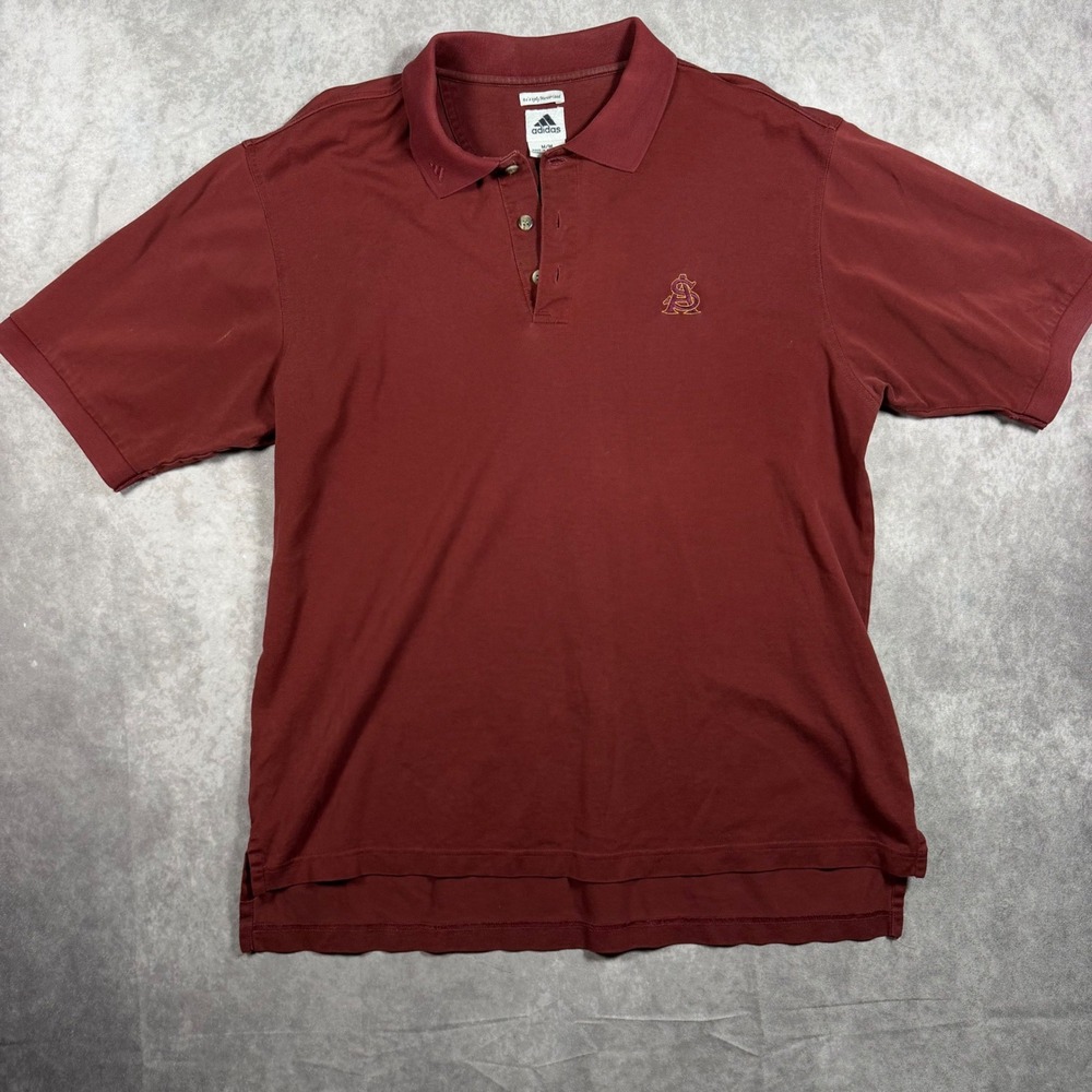 Adidas ASU Arizona State Sun Devils Polo Shirt Mens M Maroon Cotton Football